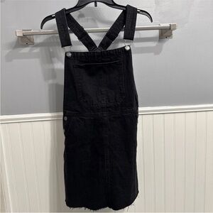 Bershka Black Denim Pinafore Dress